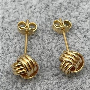 14k Yellow Gold Love Knot Stud Earrings